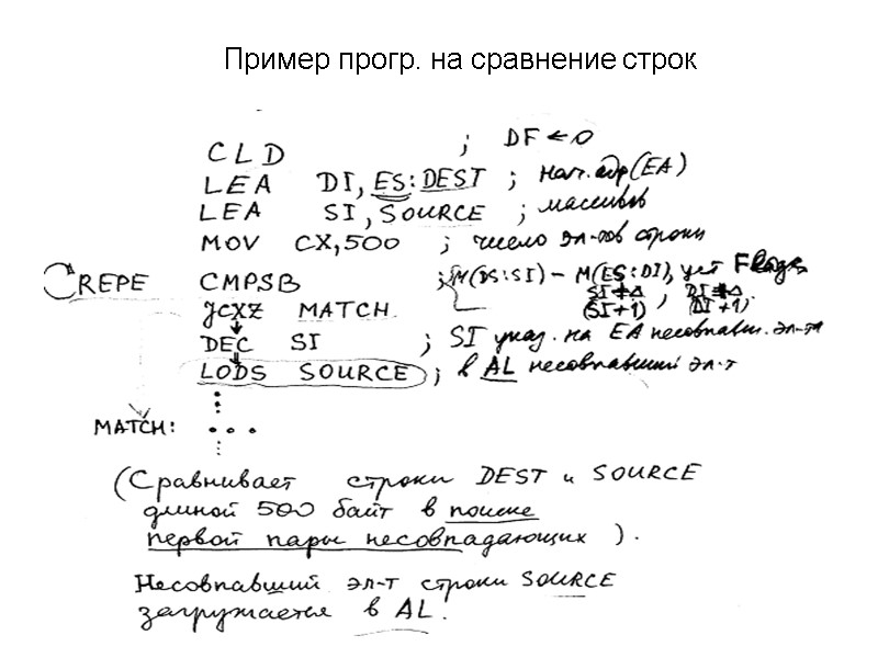 Пример прогр. на сравнение строк